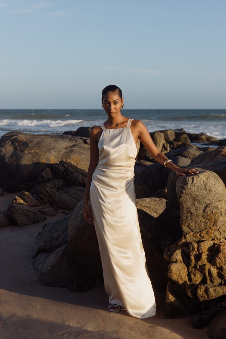 Vestido Cetim Franzido