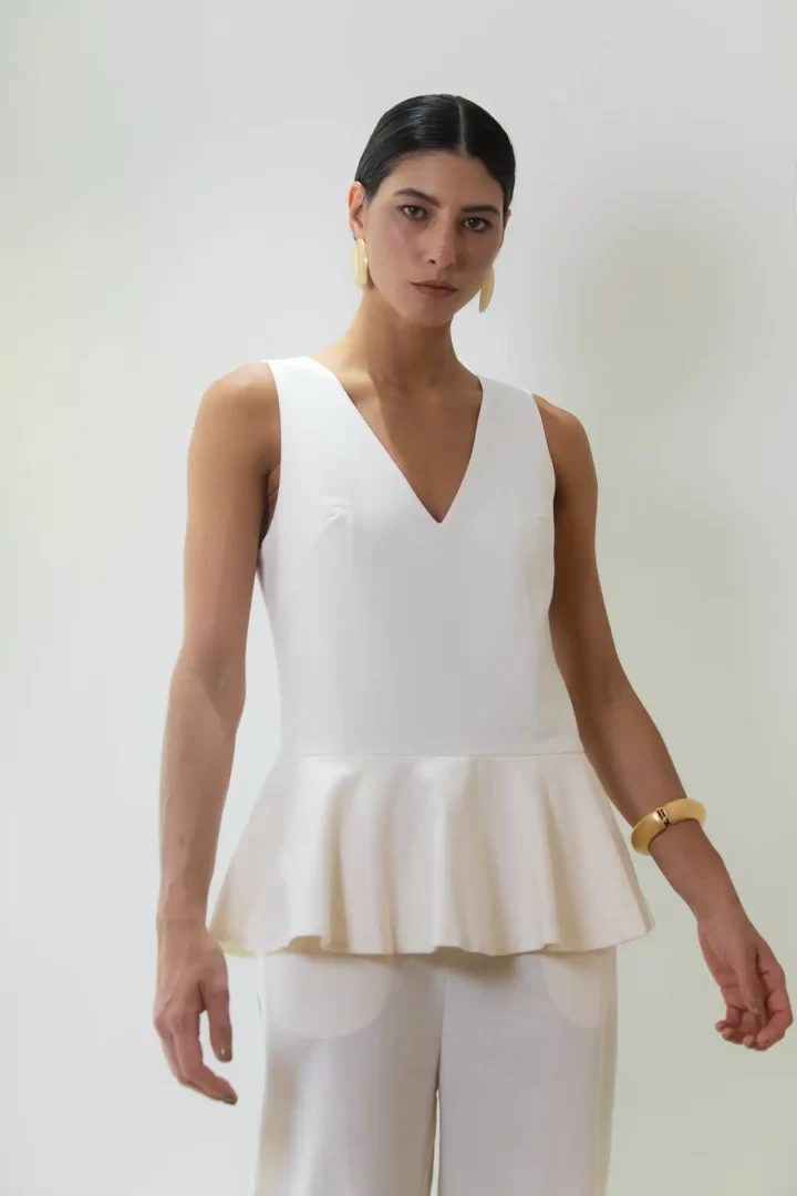 Macacão Peplum Linho