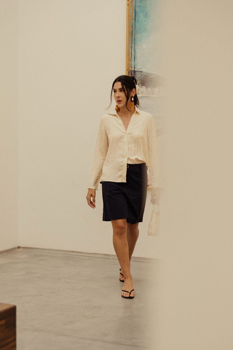 Alternative view of Camisa Plissada Cetim