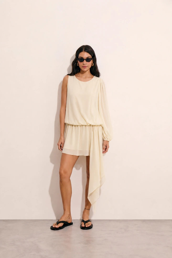 Vestido Assimétrico Chiffon